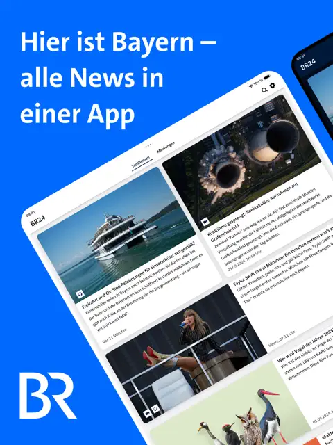 BR24 App Startbildschirm mit aktuellen Nachrichten aus Bayern